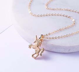 Ketting + hanger unicorn / eenhoorn goudkleurig