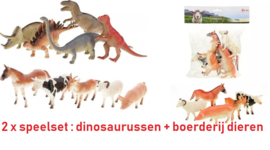 2 x speelset dinosaurussen en boerderijdieren (totaal 10 stuks)