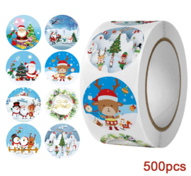 500 stuks stickers op rol - kerst