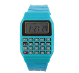 Horloge blauw met rekenmachine