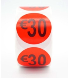 Prijsstickers op rol 30 euro 2cm - 500 stuks