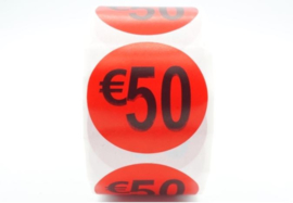 Prijsstickers op rol 50 euro 2cm - 500 stuks