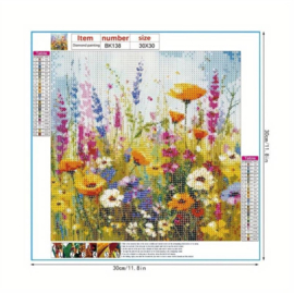 Diamond painting bloemenveld 30x30 cm - hobbypakket