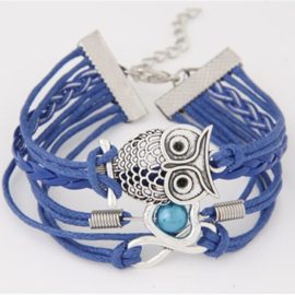 Fashion armband uil blauw