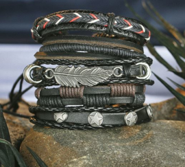 Multilayer armband met veer