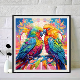 Diamond Painting - hobbypakker kleurrijke papegaaien 20x20 cm
