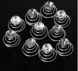 12 stuks spiraal haarspeldjes met strass