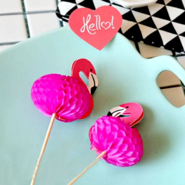 10 stuks flamingo cupcake toppers