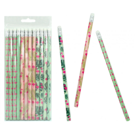 12 stuks potloden met gum flamingo