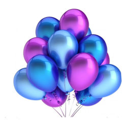 20 stuks metallic ballonnen blauw paars