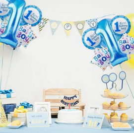 5 stuks helium ballonnen 1 jaar jongen blauw