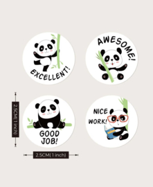 500 stickers op rol beloningstickers panda 2.5 cm