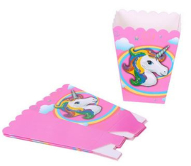 6 stuks unicorn / eenhoorn popcorn bakjes