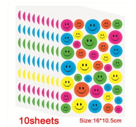 10 stuks stickervellen Smiley multicolor 16x10.5 cm