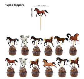 12 stuks cupcake toppers paarden