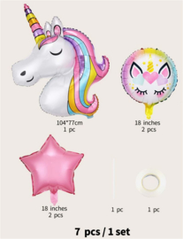 Folie ballonnen 7-delig eenhoorn - unicorn