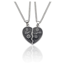 2-delige ketting hart black Best Friends