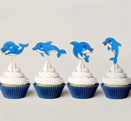 12 stuks cupcake toppers dolfijnen