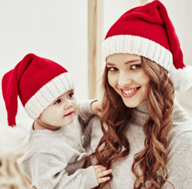 2 stuks luxe gebreide kerstmutsen voor volwassenen en kind