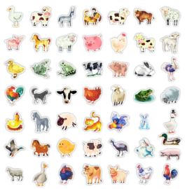 50 stuks stickers boerderij dieren 2-5 cm