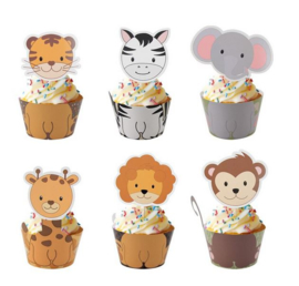 6 stuks cupcake omslagen wilde dieren