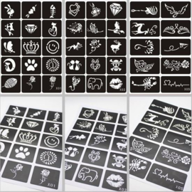 40 Stuks Tattoo Stencils + 3 stuks Henna tattoo pasta