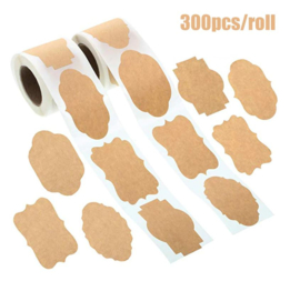 300 stuks kraft naam stickers op rol 3x5 cm