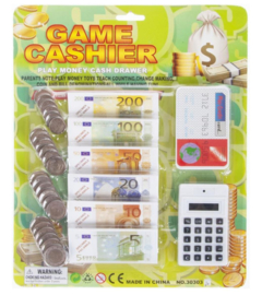 Speelgeld - briefgeld + munten + pinpas + rekenmachine
