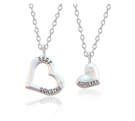 2-delige ketting open en dicht hartje Best Friends Forever