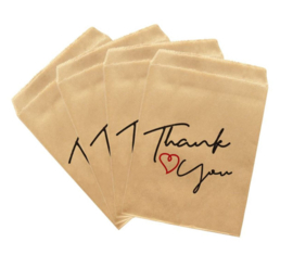 25 stuks kraft papier zakjes Thank You 13x18 cm