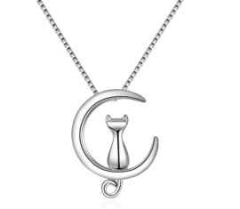 Ketting katje op de maan sterling zilver925