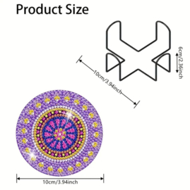 Hobbypakket Diamond Painting 8 stuks onderzetters mandala + standaard
