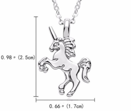 Ketting met hangertje unicorn zilverkleurig