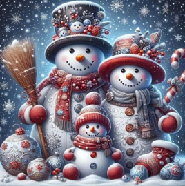 Diamond Painting sneeuwpoppen 20x20 cm