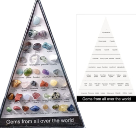 36 stuks mini edelstenen in Pyramide display 15x15x10 cm