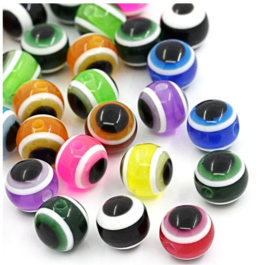 300 stuks kralen turks oog rond streep multicolor 8mm