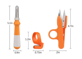 3-delige naai gereedschap tornmesje - schaartje - ring draad afsnijder oranje