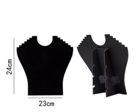 2 stuks Inklapbare kettingdisplay zwart fluweel 24 cm