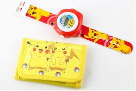 Cadeauset Pokemon horloge digitaal/ projectie + portemonnee