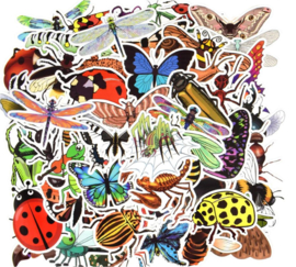50 stuks stickers vlinders - insecten 3-8 cm