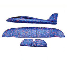 Grote foam zweefvliegtuig 30 x 30 cm blauw