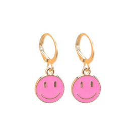 Oorbellen smiley roze