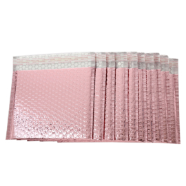 50 stuks luxe luchtkussen enveloppen metallic roze 25x25 cm