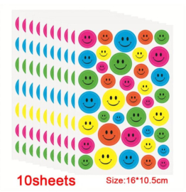 10 velletjes stickers smiley multicolor 16x10.5 cm