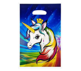 20 stuks traktatie zakjes unicorn blauw 25x16 cm