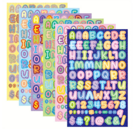 6 stickervellen alfabet holografisch 18,5 x 11,5 cm