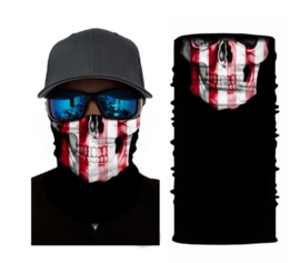 Motor bandana - colsjaal - buff sjaal - motor masker - ski masker - motor gezichtsmasker - ski gezichtsmasker skull rood wit