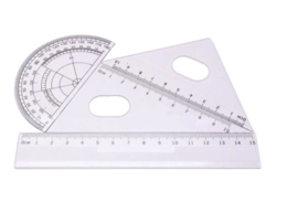 10-delige schoolset 2 stuks passer - liniaal - geo driehoek - pen - gum - vullingen