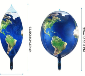 6 stuks folie ballonnen wereldbol 55 cm