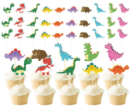 10 stuks cupcake toppers dinosaurussen (zonder omslagen)